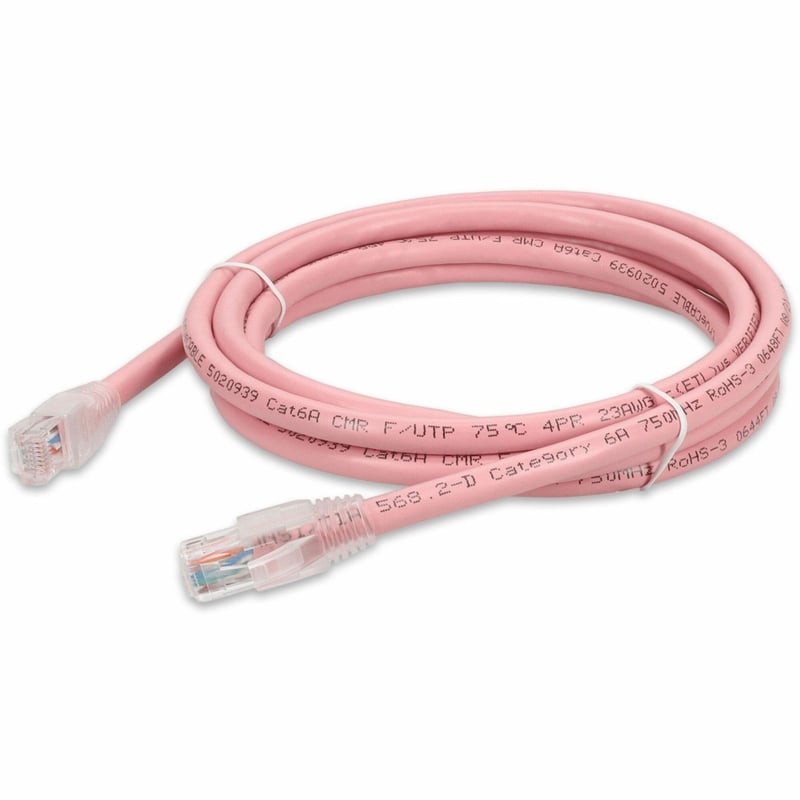AddOn 6ft Pink CAT 6A PVC Ethernet Cable Snagless Bubble Boot RJ-45 M/M - Thumbnail 1