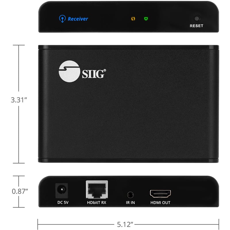 SIIG HDMI HDbitT Over Cat6 Extender with IR & Loop-out - Receiver - Thumbnail 3