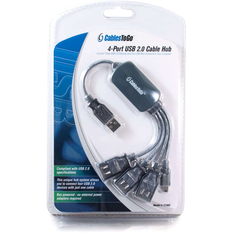 C2G 11in 4-Port USB 2.0 Hub Cable - Thumbnail 4