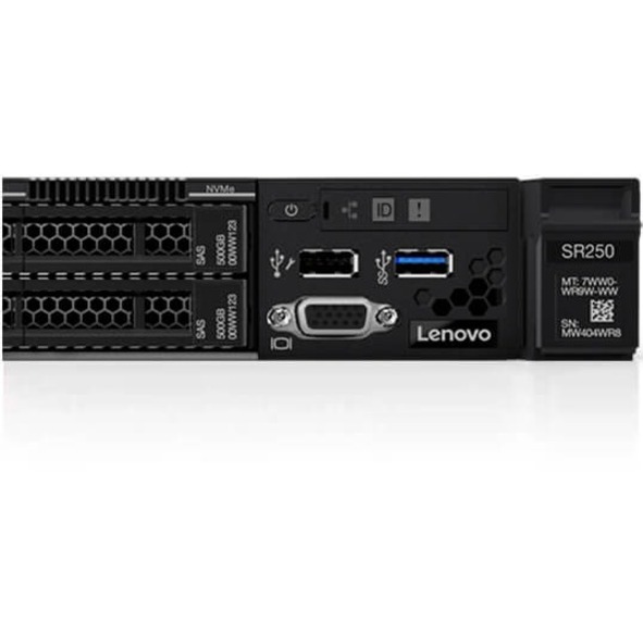 Lenovo ThinkSystem SR250 7Y51A04RNA 1U Rack Server - 1 x Intel Xeon E-2236 3.40 GHz - 8 GB RAM - Serial ATA/600 Controller - Thumbnail 5