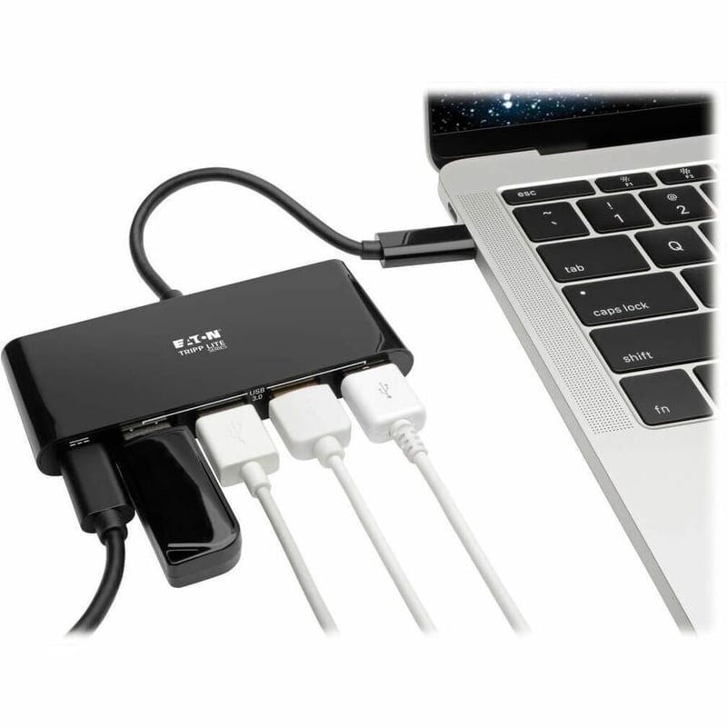 Tripp Lite by Eaton 4-Port USB-C Hub with Power Delivery USB-C to 4x USB-A Ports USB 3.0 Black - Thumbnail 2