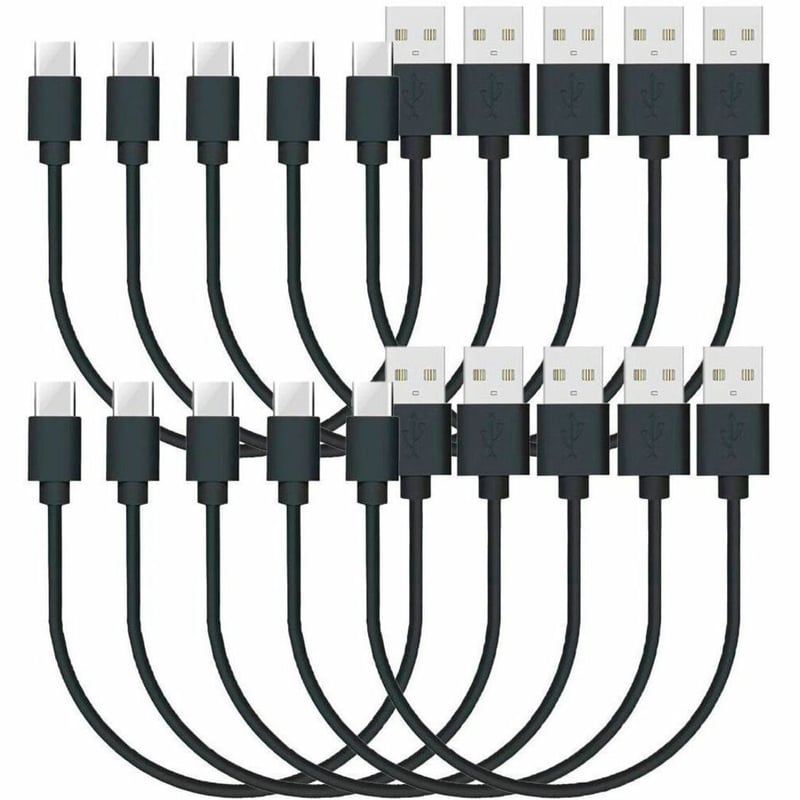 10PK 1FT USBA TO USBC ADAPTER BLACK CHARGE DATA TRANSFER CABLE - Thumbnail 1