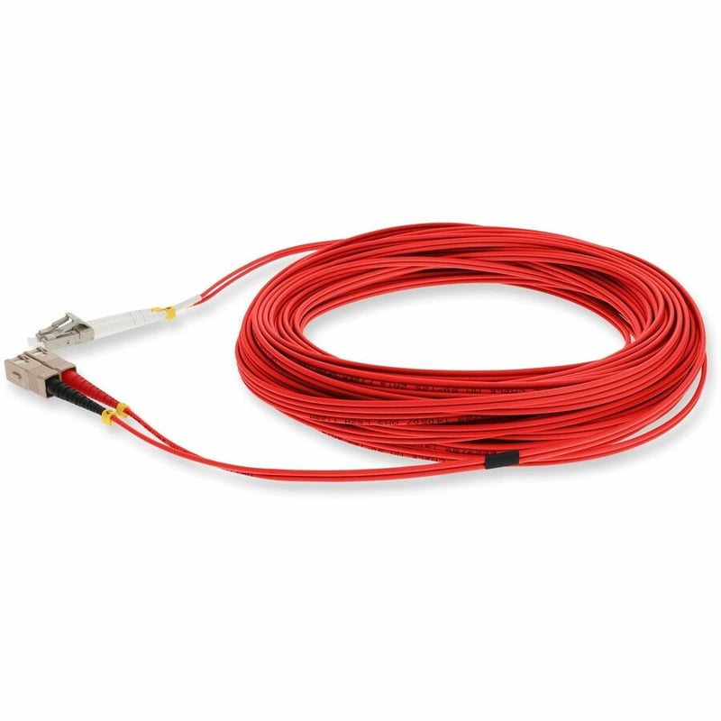 AddOn 30m SC to LC Red OM4 Duplex OFNR (Riser-Rated) Fiber Patch Cable - Thumbnail 2