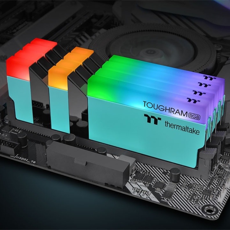 Thermaltake TOUGHRAM RGB Memory DDR4 3600MHz 16GB (8GB x2)-Turquoise - Thumbnail 3