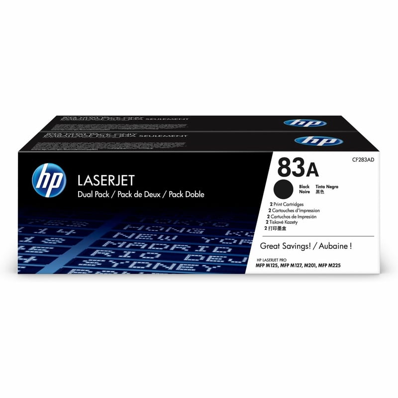 HP 83A (CF283AD) Original Laser Toner Cartridge - Dual Pack - Black - 2 / Carton - Thumbnail 1