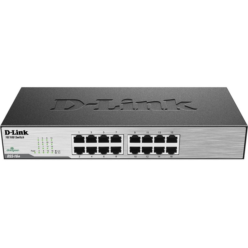 D-Link DSS-16+ 16-Port 10/100 Unmanaged Metal Desktop or Rackmount Switch - Thumbnail 2