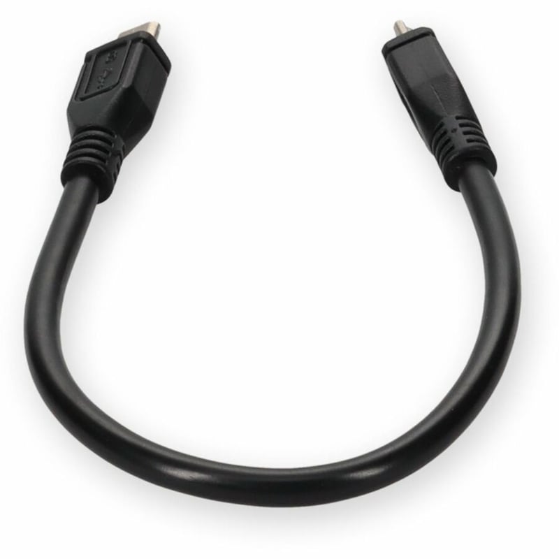 AddOn 8in Micro-USB B 2.0 Male to USB A 2.0 Male Black Cable - Thumbnail 4