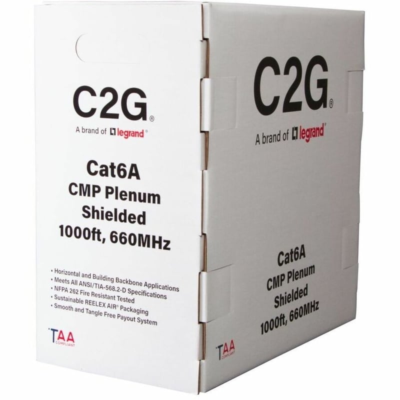 C2G BULK CAT6A STP CMP TAA BLUE C2G 1000FT CAT6A ETHERNET CABLE CMP - Thumbnail 4