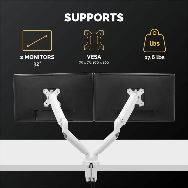 Fellowes Platinum Series Dual Monitor Arm - White - Thumbnail 2