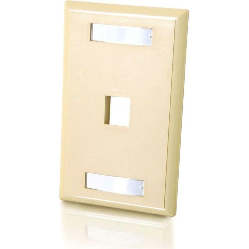 C2G 1-Port Single Gang Multimedia Keystone Wall Plate - Ivory - Thumbnail 1