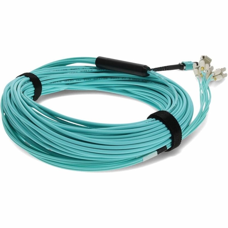 AddOn 25m MPO/UPC to 4xLC/UPC Duplex Aqua OM4 OFNR (Riser-Rated) 8-Strand Fiber Fanout Cable - Thumbnail 5
