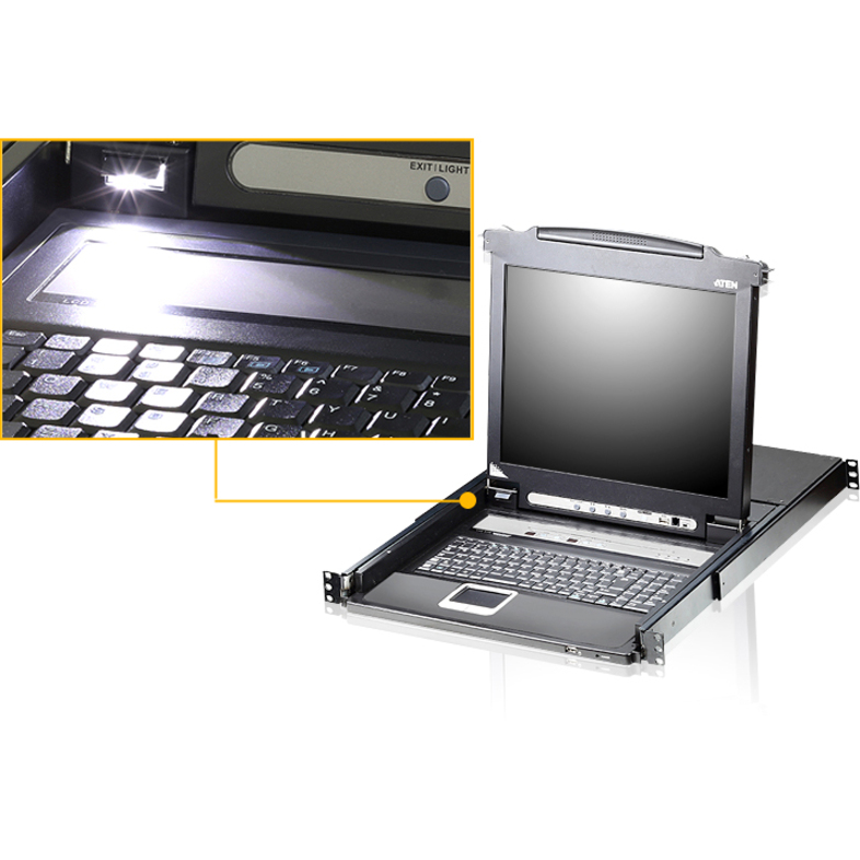 Aten Slideaway CL5708 17" LCD Console 8-Port Combo KVM with Peripheral Sharing Technology-TAA Compliant - Thumbnail 3