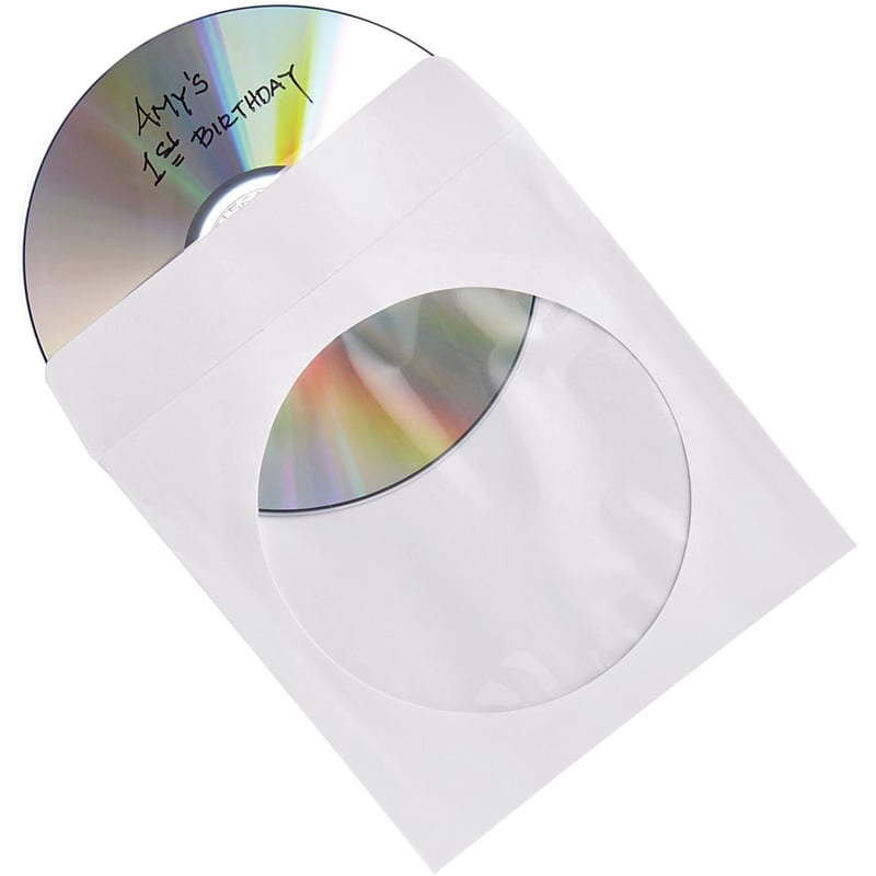 CD/DVD Paper Sleeves with Clear Window - 100pk Box - Thumbnail 2