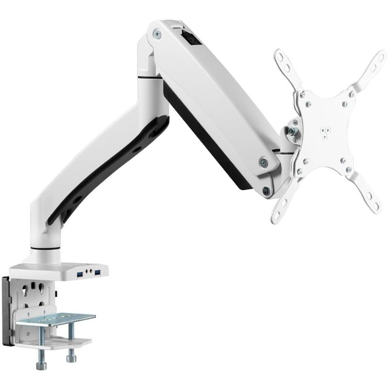 SIIG Single Monitor Aluminum Heavy Duty Desk Mount with USB and Audio Ports - 17" to 43" - Thumbnail 1