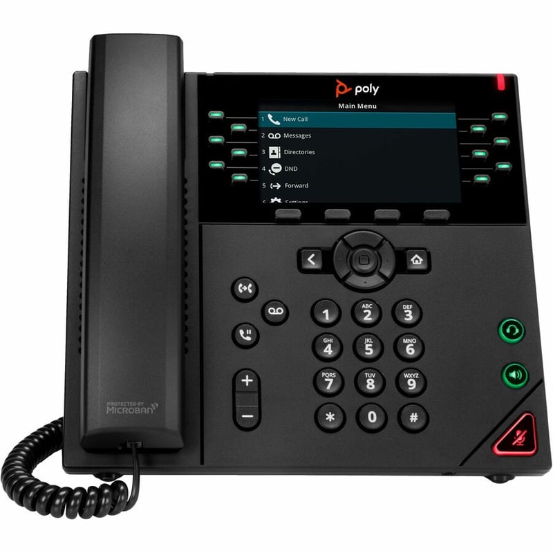 Poly VVX 450 IP Phone - Corded - Corded - Wall Mountable, Desktop - Black - Thumbnail 3