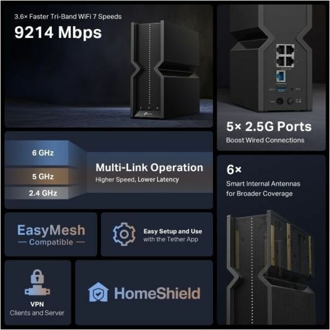 TP-Link Archer BE9300 Wi-Fi 7 Wireless Router - Thumbnail 2