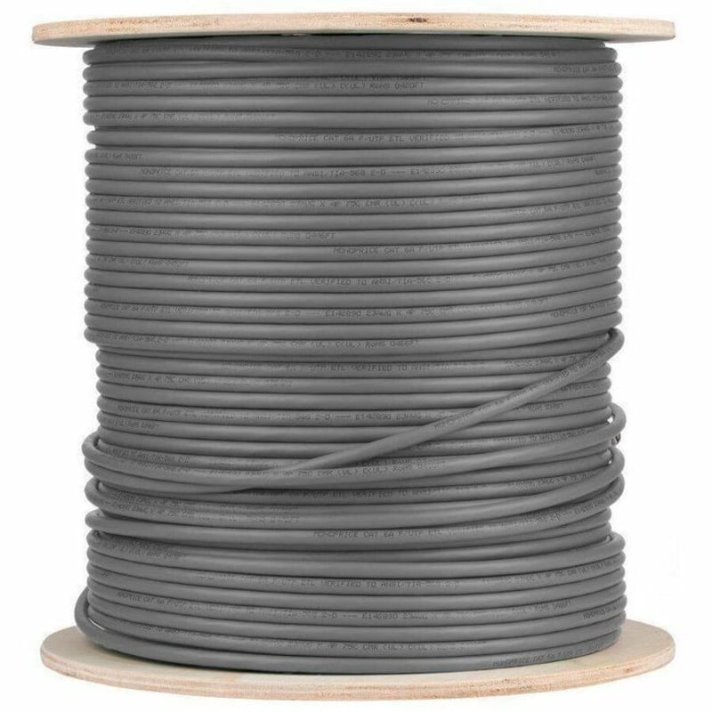 MONOPRICE CAT6A 500FT GRAY CMR UL BULK CABLE, TAA, SHIELDED (F/UTP), SOLID, 23AW - Thumbnail 2