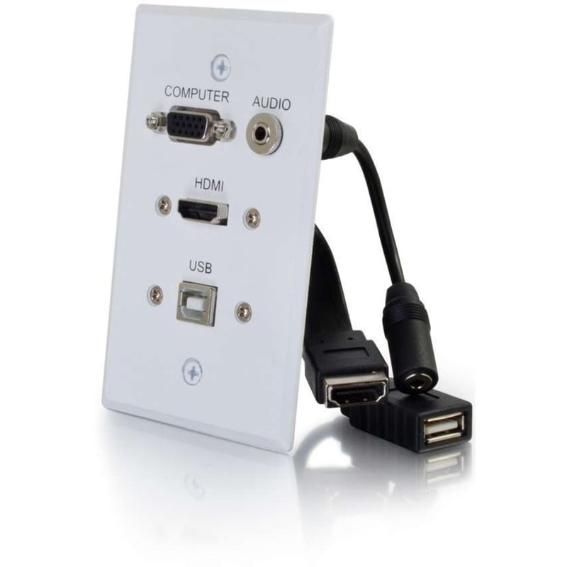 SINGLE GANG WP HDMI VGA 3.5MM USB-WHITE - Thumbnail 1