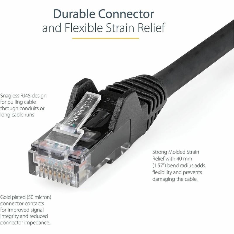 StarTech.com 35ft (10.7m) CAT6 Ethernet Cable, LSZH (Low Smoke Zero Halogen) 10GbE Snagless 100W PoE UTP RJ45 Black Network Patch Cord ETL