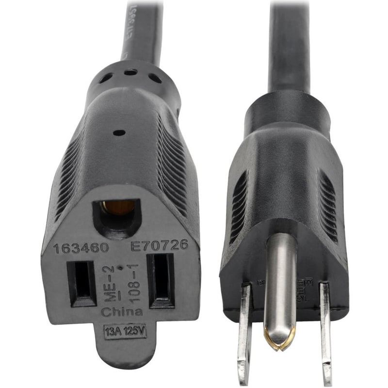 Eaton Tripp Lite Series Power Extension Cord, NEMA 5-15P to NEMA 5-15R - 13A, 120V, 16 AWG, 3 ft. (0.91 m), Black - Thumbnail 1