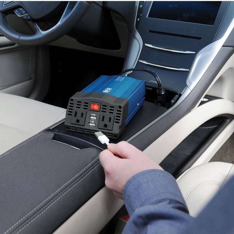 Tripp Lite by Eaton 375W PowerVerter Ultra-Compact Car Inverter with 2 AC Outlets 2 USB Charging Ports and Battery Cables - Thumbnail 3