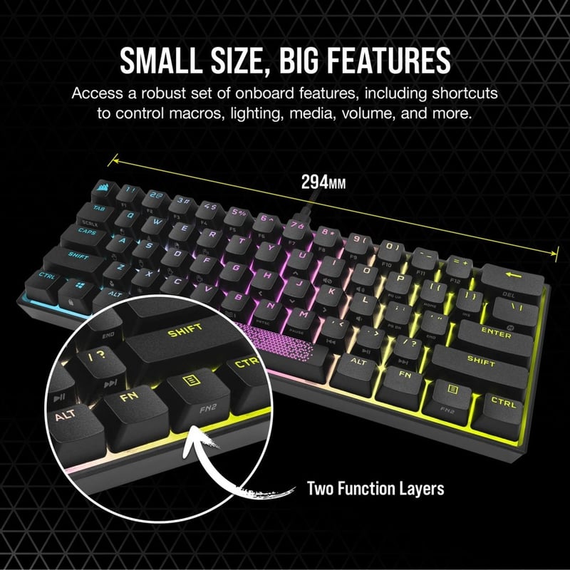 Corsair K65 RGB MINI 60% Mechanical Gaming Keyboard - CHERRY MX SPEED