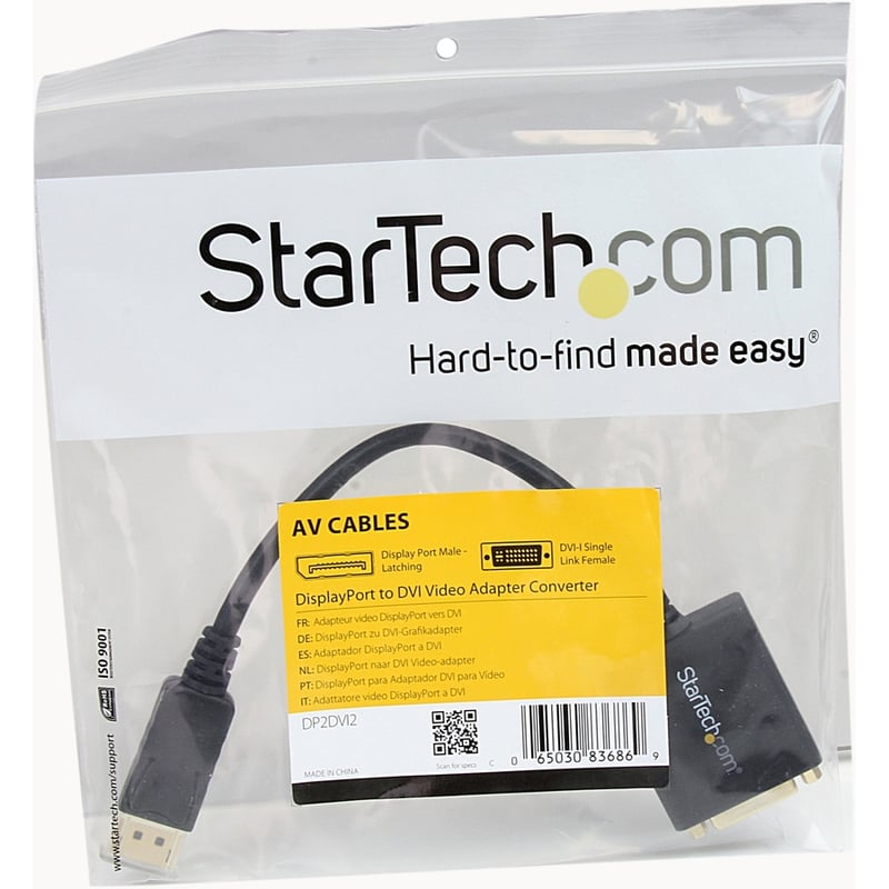 StarTech.com DisplayPort to DVI Adapter, DisplayPort to DVI-D Adapter/Video Converter 1080p, DP 1.2 to DVI Monitor, Latching DP Connector - Thumbnail 4