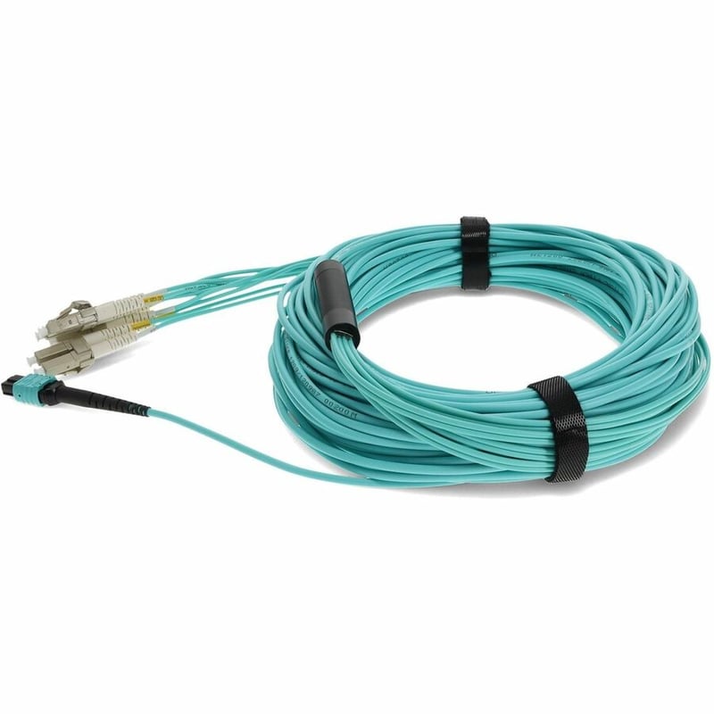AddOn 25m MPO/UPC to 4xLC/UPC Duplex Aqua OM4 OFNR (Riser-Rated) 8-Strand Fiber Fanout Cable - Thumbnail 2