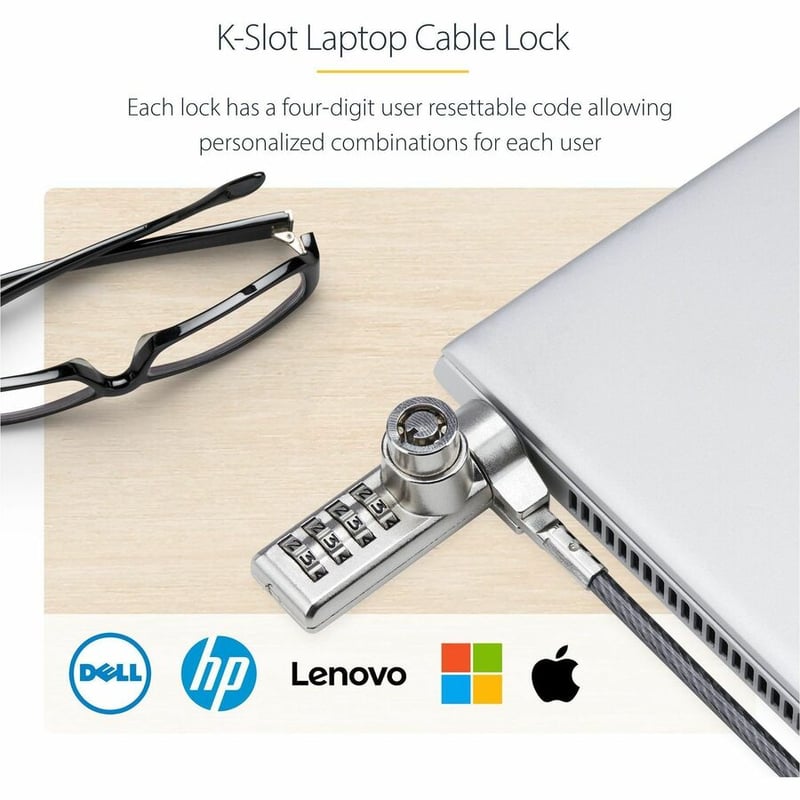 10PK KSLOT LAPTOP LOCK 6.5FT COMPUTER CABLE LOCK - Thumbnail 2
