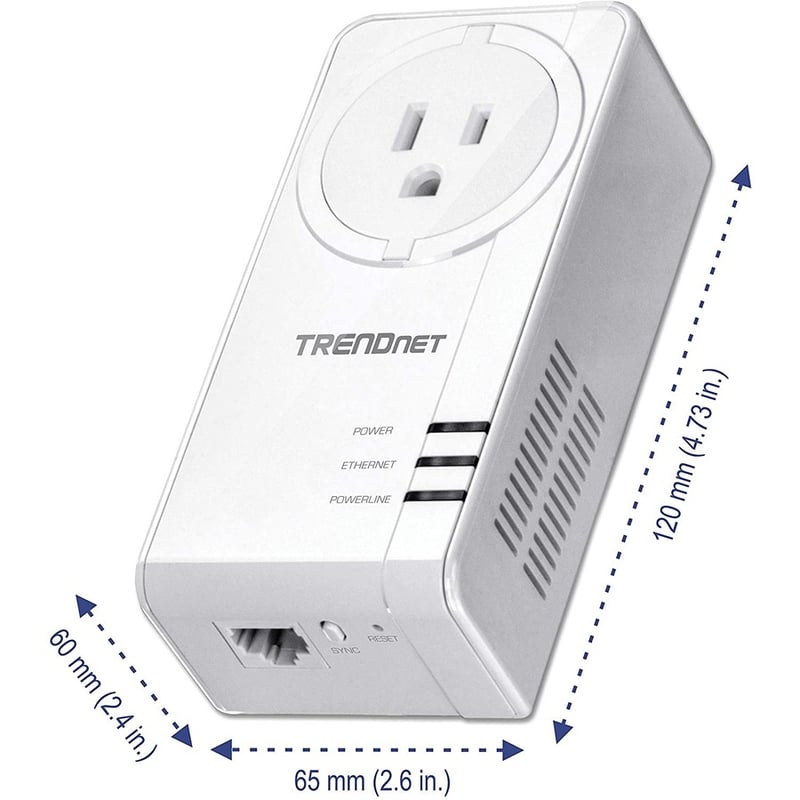 TRENDnet Powerline 1300 AV2 Adapter with Built-in Outlet; Gigabit Port; IEEE 1905.1 & IEEE 1901; Range Up to 300m (984 ft.); TPL-423E - Thumbnail 5