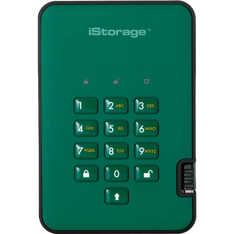 iStorage diskAshur2 SSD 4 TB Secure Portable Solid State Drive | Green | Incorporated Common Criteria EAL 5+ | PIN protected | AES-XTS 256-bit Full Disk Hardware Encryption | Dust/Water Resistant | TAA Compliant - Thumbnail 1