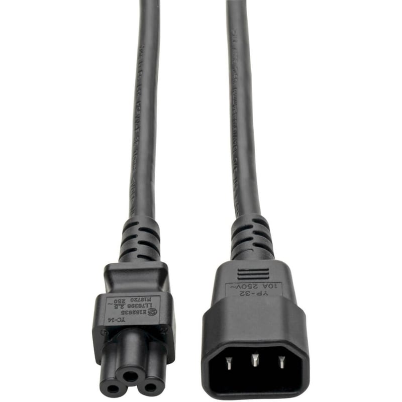 Eaton Tripp Lite Series Laptop Power Adapter Cord, C14 to C5 Adapter - 7A, 250V, 18 AWG, 6 ft. (1.83 m), Black - Thumbnail 1