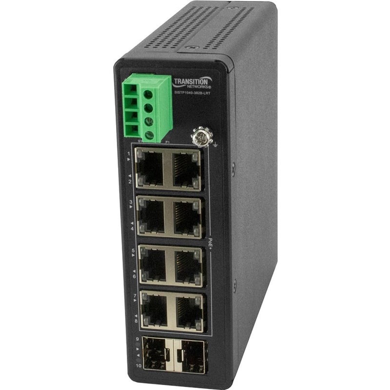 Transition Networks Unmanaged Hardened Gigabit Ethernet PoE+ Switch with Low Voltage Input - Thumbnail 1
