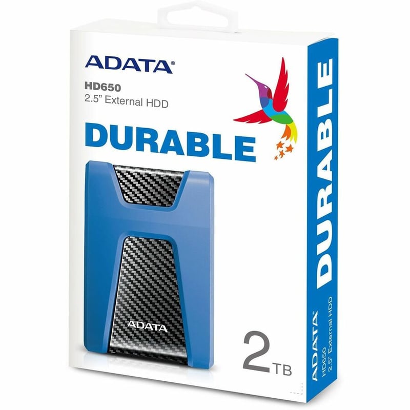 Adata DashDrive Durable HD650 2 TB Portable Hard Drive - External - Blue - Thumbnail 2