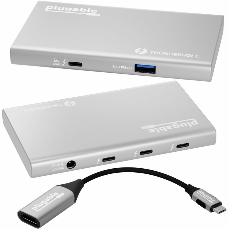Plugable USB4 Hub, 5-in-1 Thunderbolt 4 Hub with 60W Charging, Single 8K or Dual 4K Display - Thumbnail 1