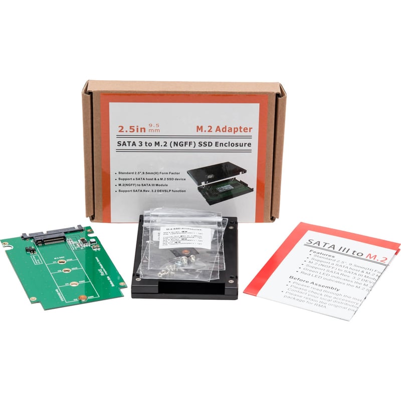 SYBA 2.5" SATA III to M.2 (NGFF) SSD Enclosure with Complete Screw Set - Thumbnail 2
