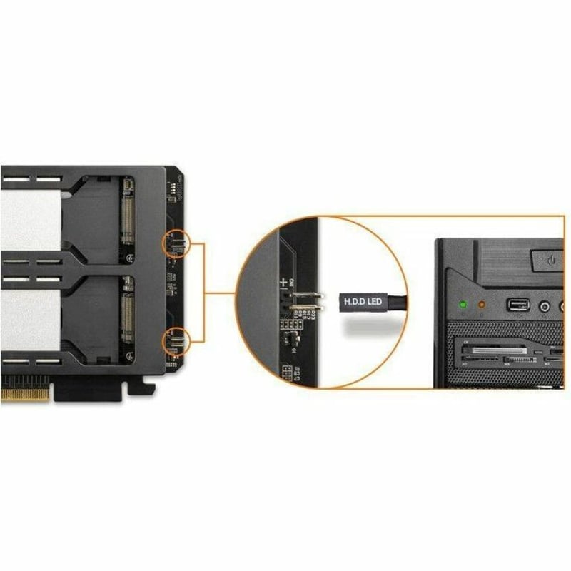 Icy Dock ToughArmor MB842MP-B Drive Enclosure PCI Express NVMe 4.0 - PCI Express 4.0 x8 Host Interface Internal - Black, Silver - Thumbnail 4