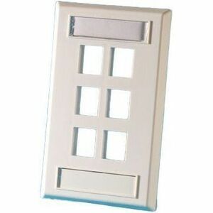 Ortronics Single Gang Keystone Faceplate, 6 Port, WM Ivory