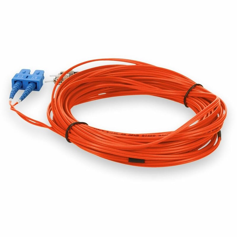 AddOn 1m ST to SC Orange OS2 Duplex OFNR (Riser-Rated) SMF Fiber Patch Cable - Thumbnail 3