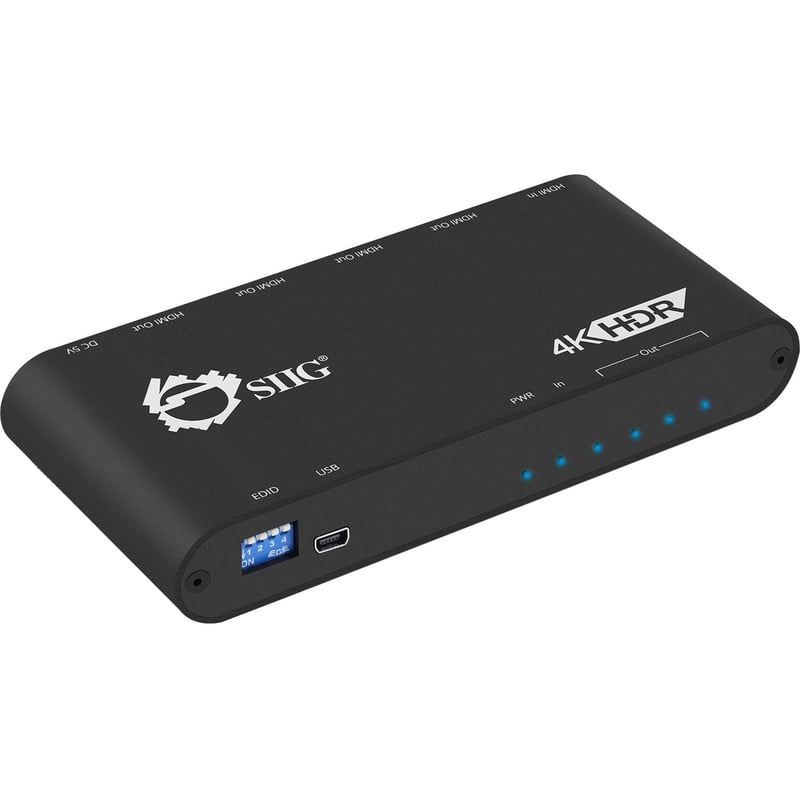 SIIG 1x4 HDMI 2.0 Splitter / Distribution Amplifier with Auto Video Scaling - 4K 60Hz HDR - Thumbnail 1