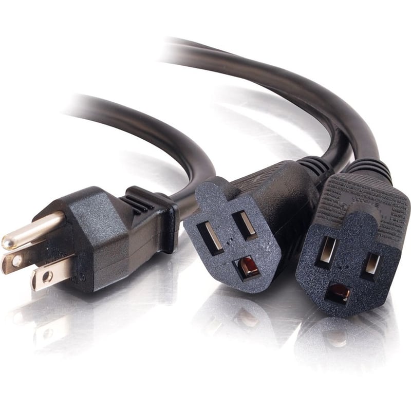 C2G 6ft 16 AWG 1-to-2 Power Cord Splitter (1 NEMA 5-15P to 2 NEMA 5-15R) - Thumbnail 1