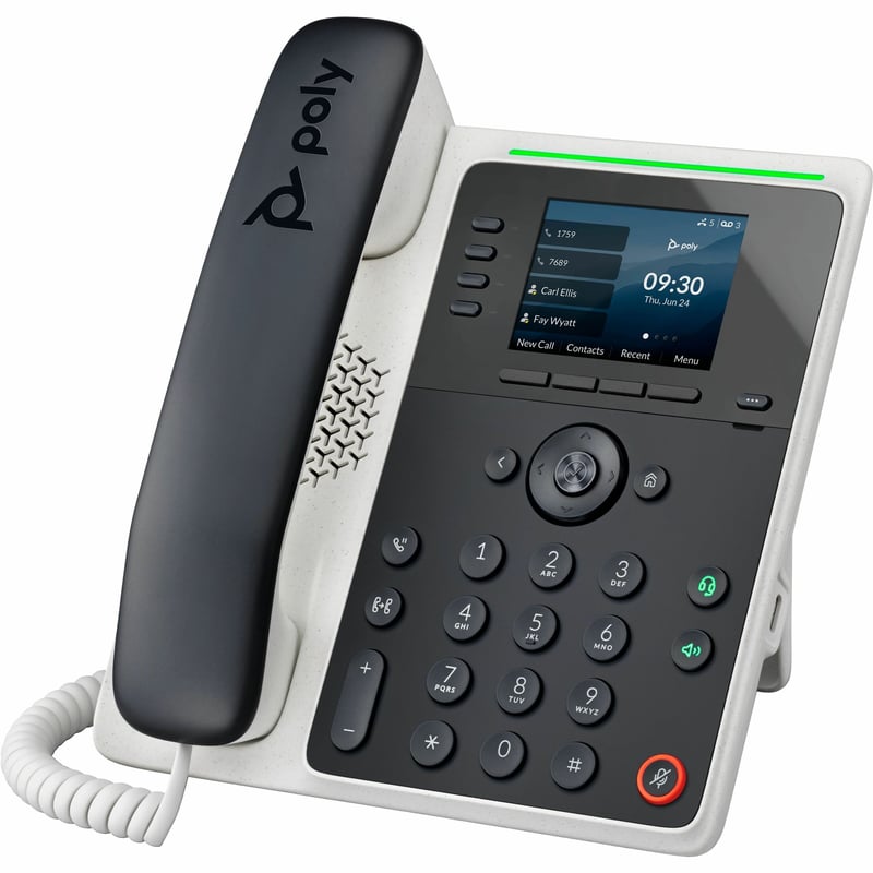 Poly Edge E220 IP Phone - Corded - Corded - Bluetooth - Desktop, Wall Mountable - Black - Thumbnail 1