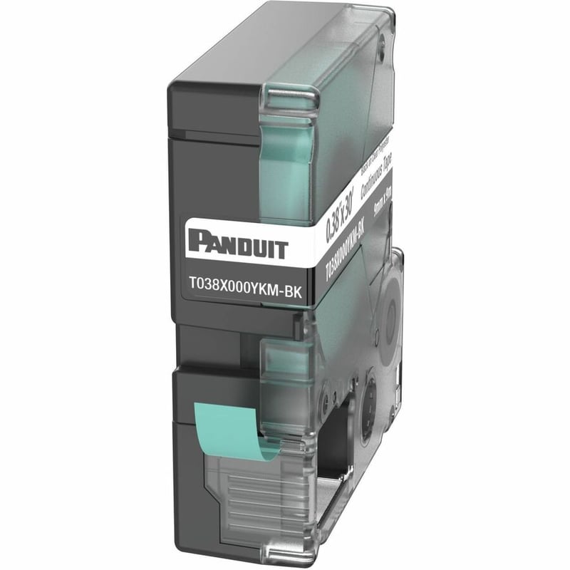 Panduit PXE T038X000YKM-BK MP Printer Cont. Tape, Safety & ID, Polyest, Blk/Clr, .38" W - Thumbnail 2