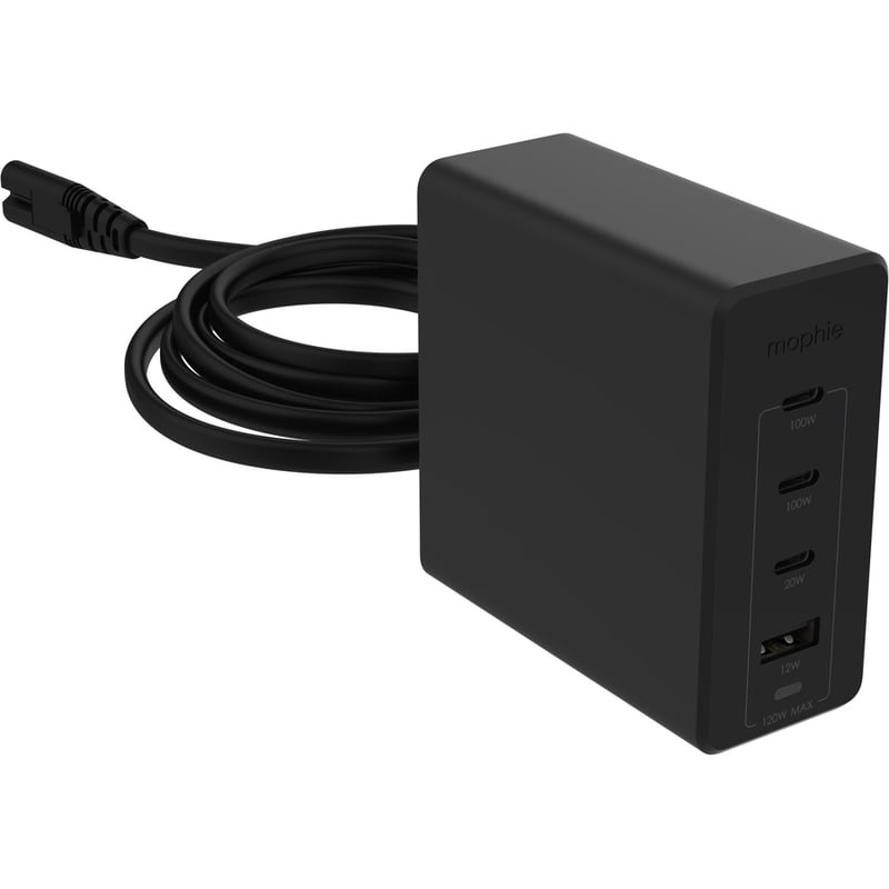 mophie speedport 120 120W 4-port GaN fast charger for Laptops, Smartphones, Tablets, USB-C and USB-A devices