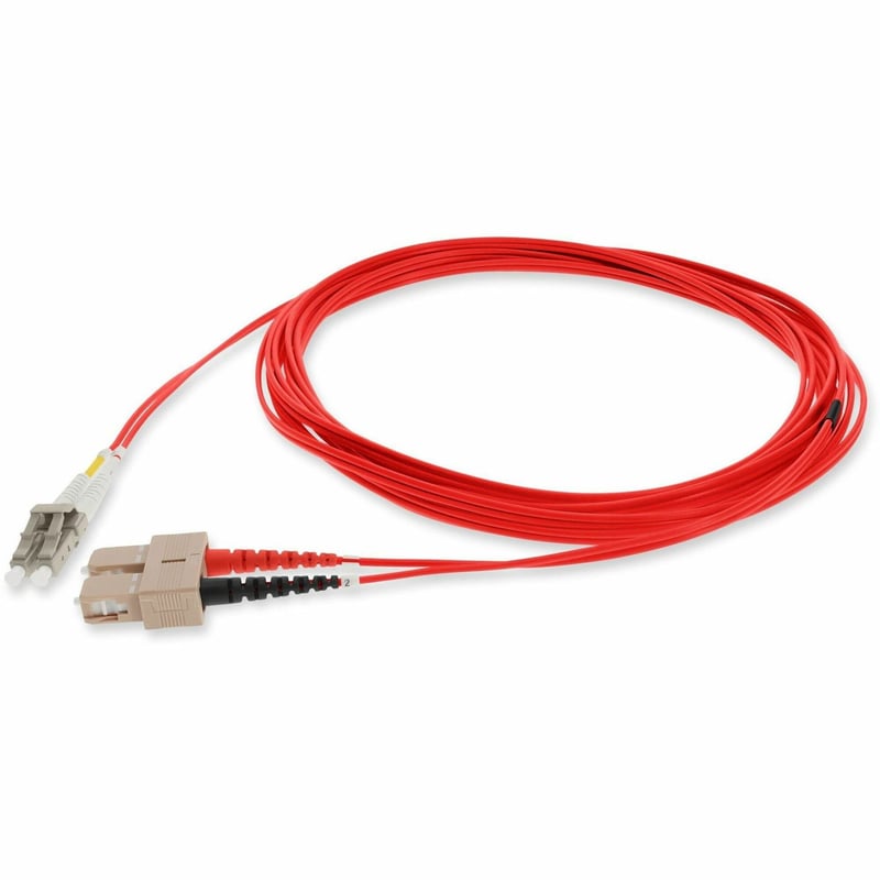 AddOn 1m SC to LC Red OM1 Duplex OFNR (Riser-Rated) MMF Fiber Patch Cable - Thumbnail 1