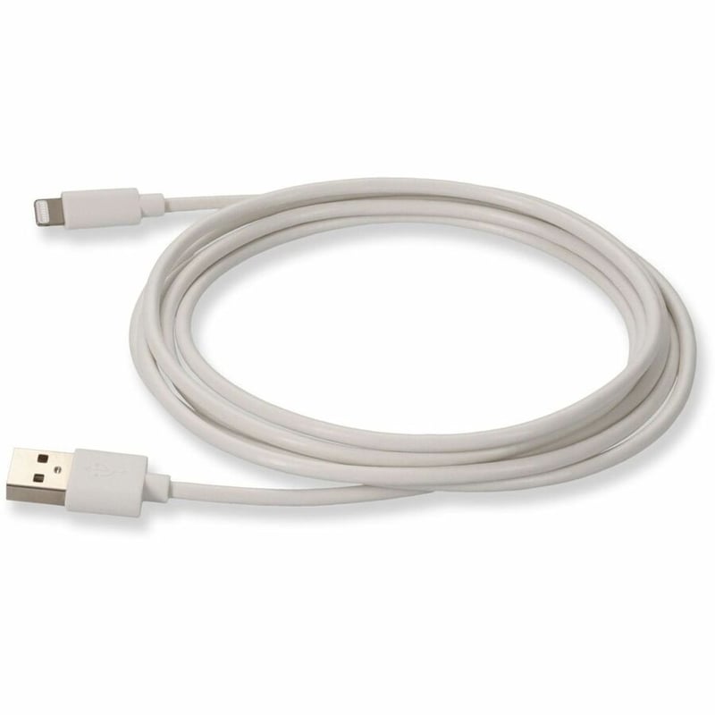AddOn 2.0m (6.6ft) USB 2.0 (A) Male to Lightning Male Sync and Charge White Cable - Thumbnail 2