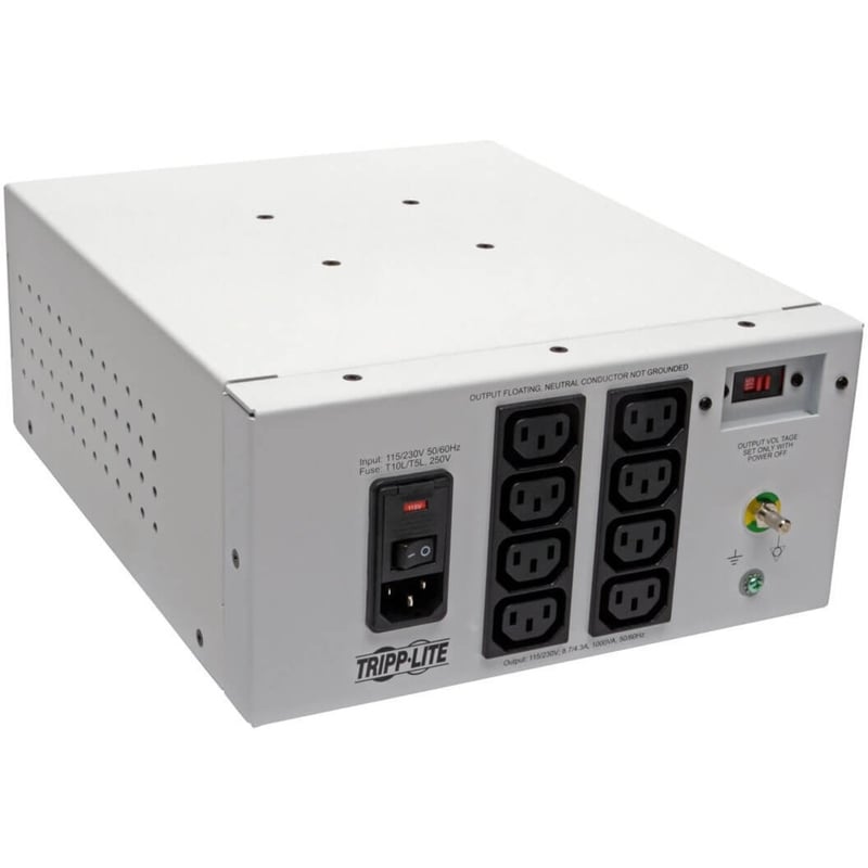 Tripp Lite by Eaton Isolator Series Dual-Voltage 115/230V 1000W 60601-1 Medical-Grade Isolation Transformer C14 Inlet 8 C13 Outlets - Thumbnail 1