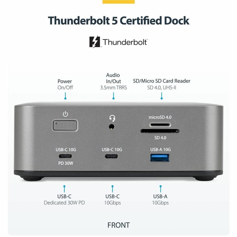 THUNDERBOLT 5 DOCKING STATION - TRIPLE MONITOR 140W LAPTOP CHARGE - Thumbnail 5