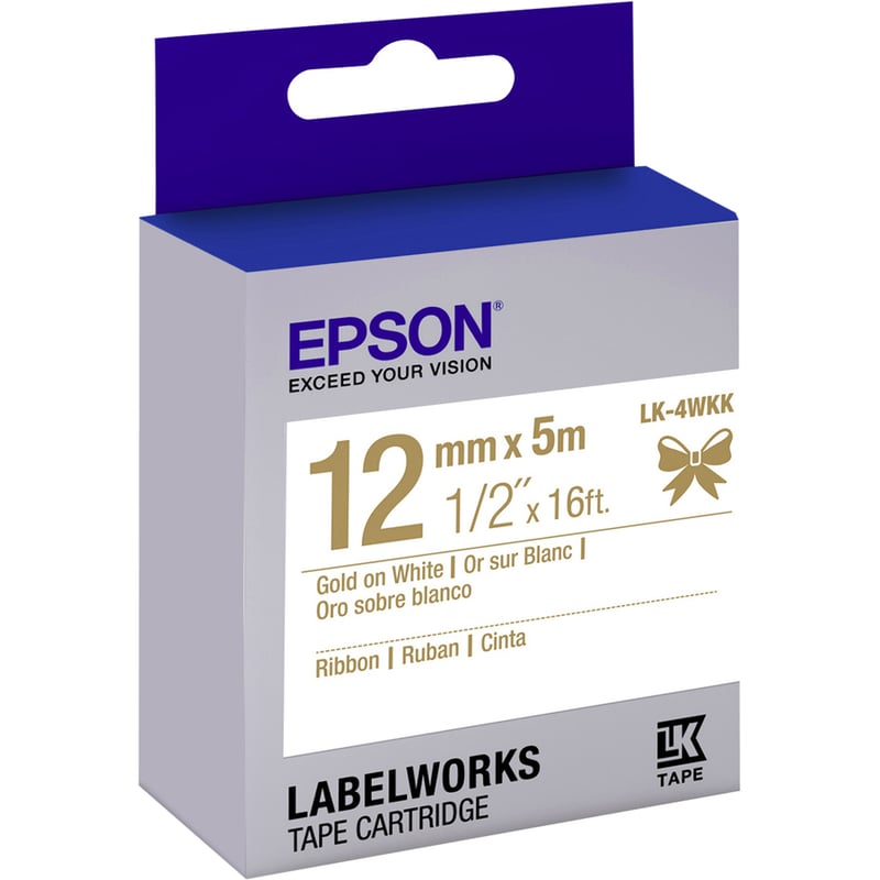 Epson LabelWorks Ribbon LK Cartridge ~1/2" Gold on White - Thumbnail 2
