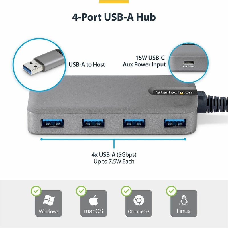 4-PORT USB-A HUB - PORTABLE USB HUB ADAPTER - Thumbnail 2